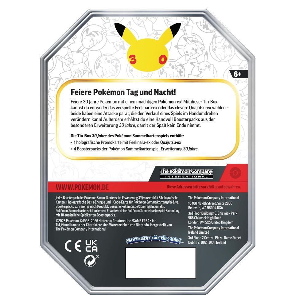 Pokémon TCG 30 Jahre Tin-Box Tag (Deutsch)